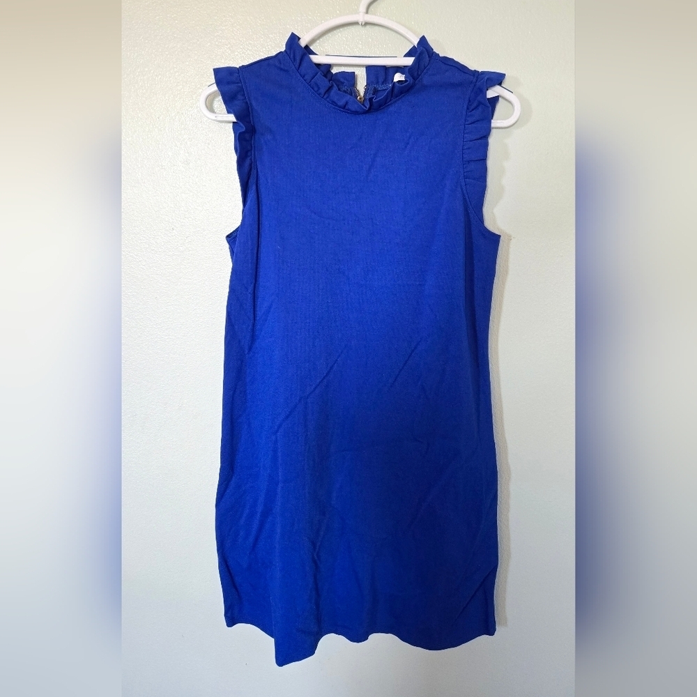 Ces Femme | Royal Blue High Neck Sleeveless Shift Dress Size Medium